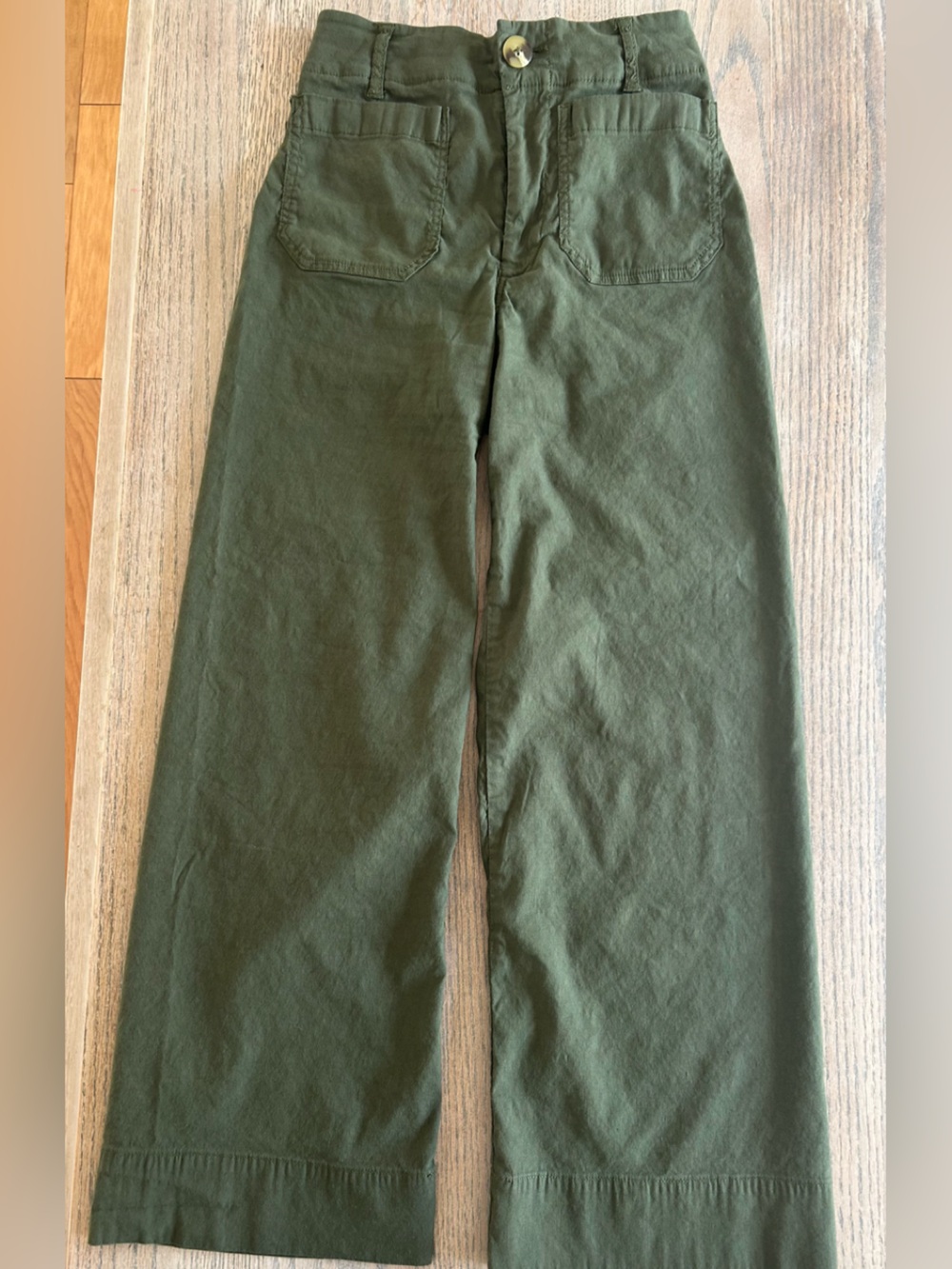 Maeve Olive Straight-Leg High-Waist Pants